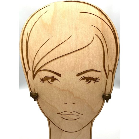 Vintage Brass Saddle Stud Earrings, Cowgirl Equestrian Rider Country - Picture 3 of 3